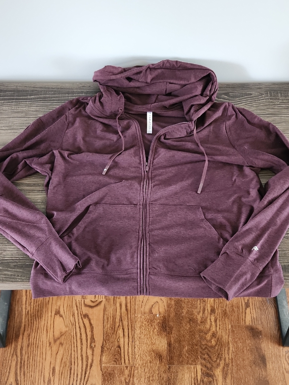 Fabletics Cloud Jersey Full Zip Hoodie - Oxblood Healther - Picture 2 of 8